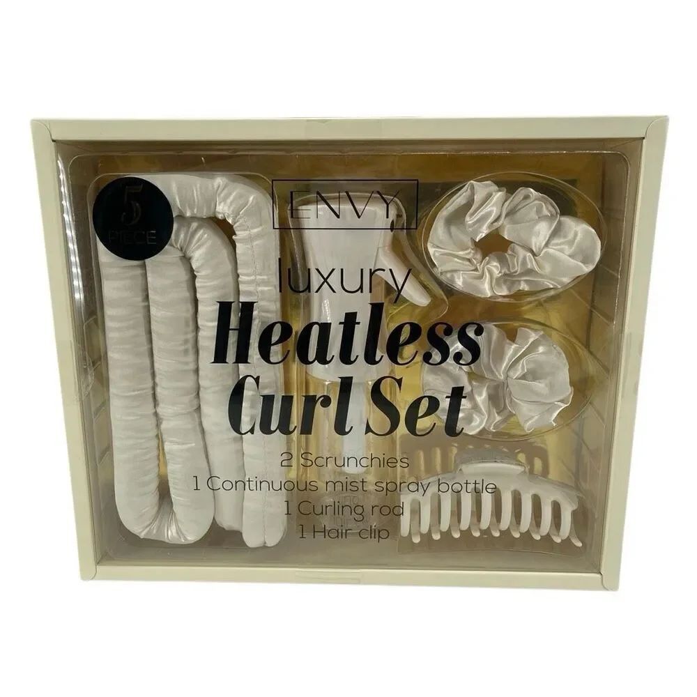 Envy Luxury Cream Heatless Curl Set 5pc Satin Rod TikTok Viral